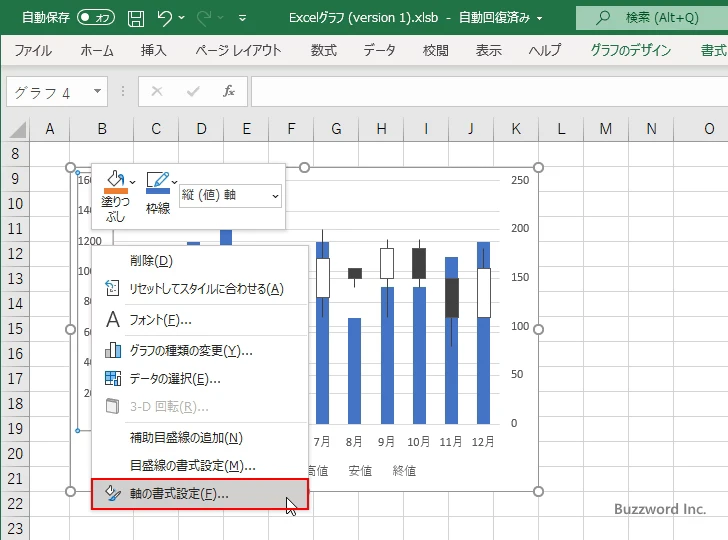 ローソク足の部分と出来高の部分を重ならないように設定する(2)