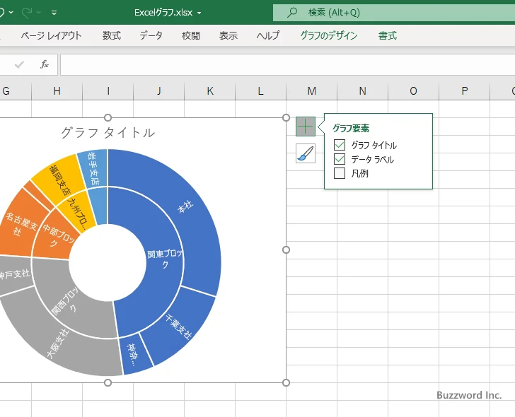 サンバースト図に表示するグラフ要素を選択する(3)