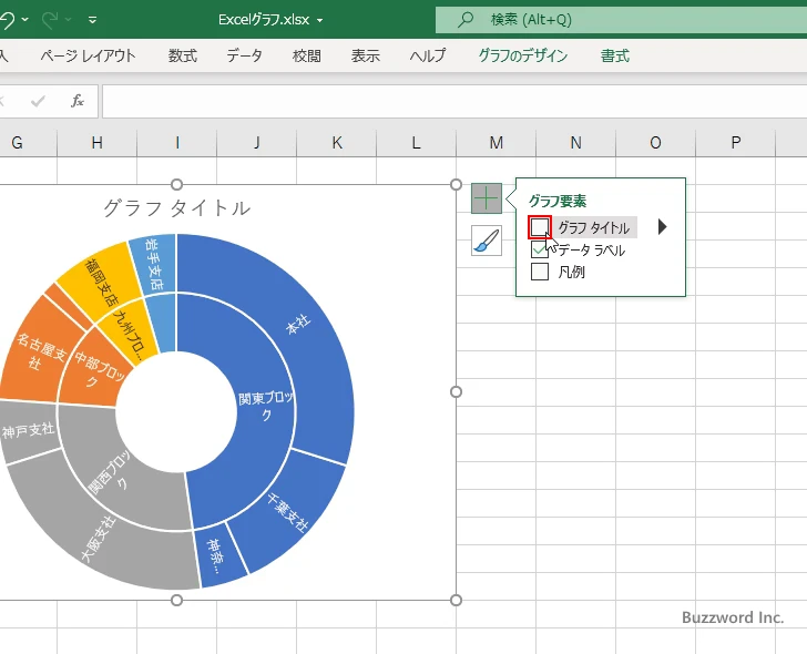 サンバースト図に表示するグラフ要素を選択する(5)