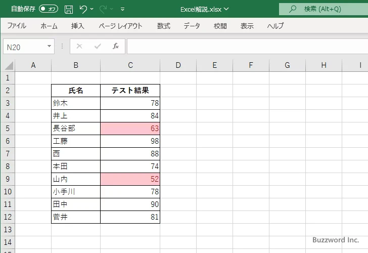 パーセントを指定して上位や下位のセルに書式を設定する(8)