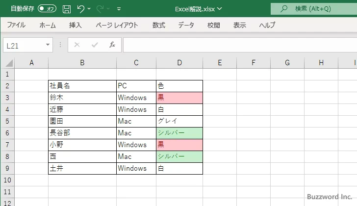 選択したセルから指定の条件付き書式だけを削除する(1)