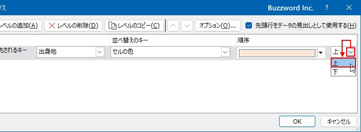 セルの色を基準に並べ替えを行う(10)