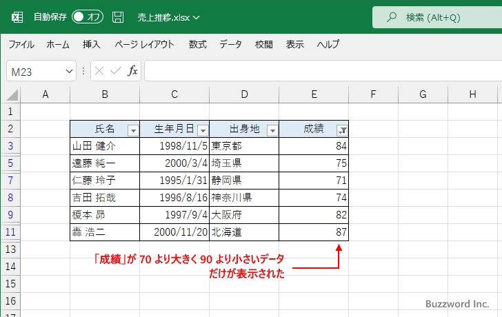 数値フィルター(5)