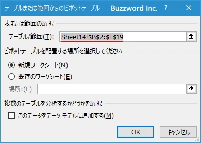 ピボットテーブルの作成画面を表示する(6)