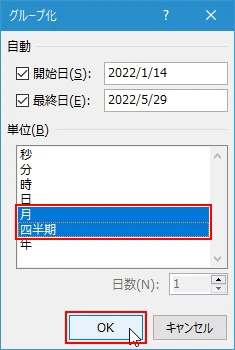 日付データのグループ化と解除(10)