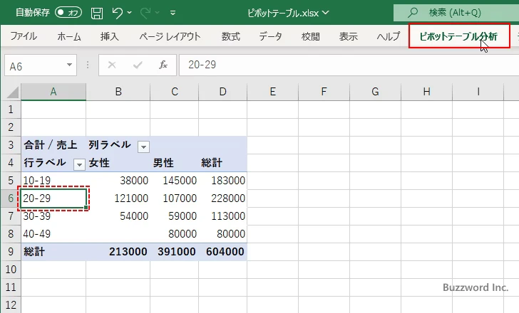数値データのグループ化と解除(8)