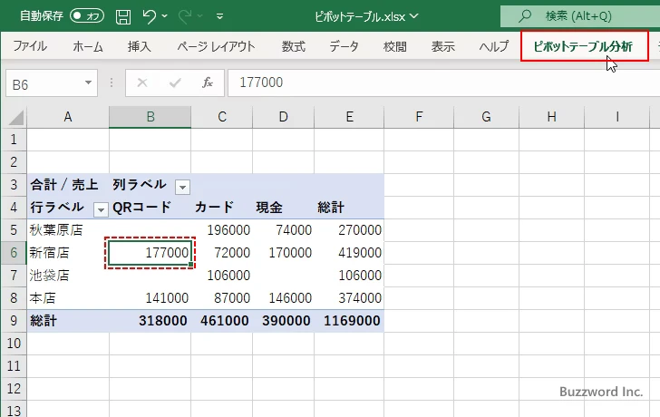 ピボットテーブルを更新する(6)