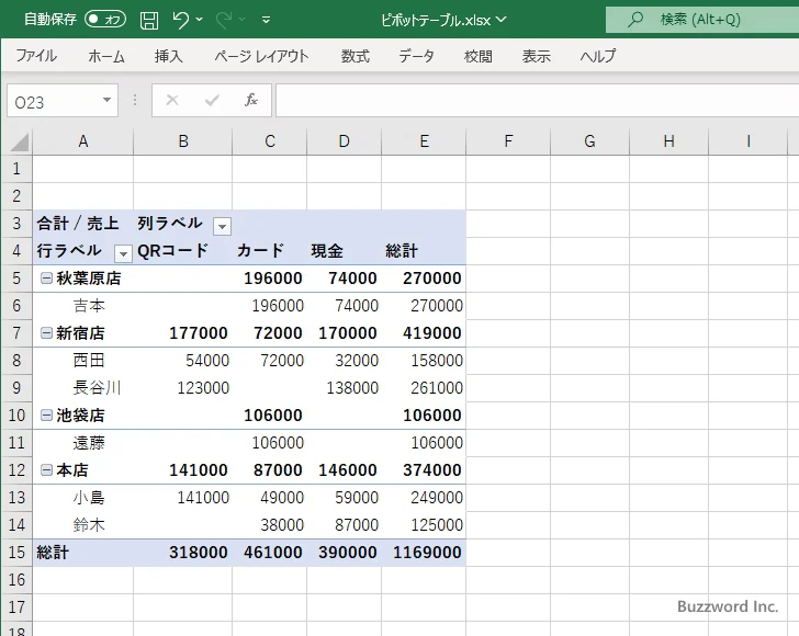 行や列に複数のフィールドを設定する(5)