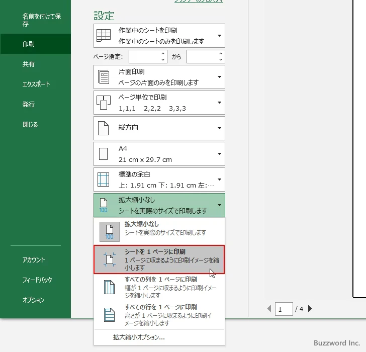 全体が1ページに収まるように縮小して印刷する(4)