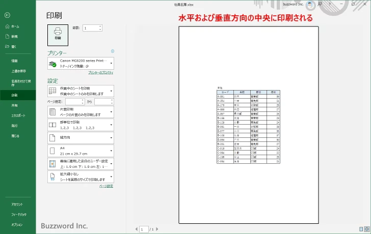 用紙の中央に印刷する(12)