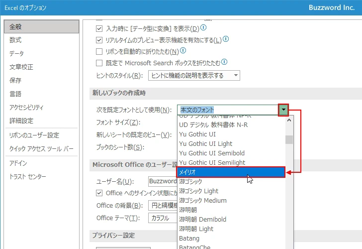 デフォルトのフォントの種類とサイズを変更する(3)