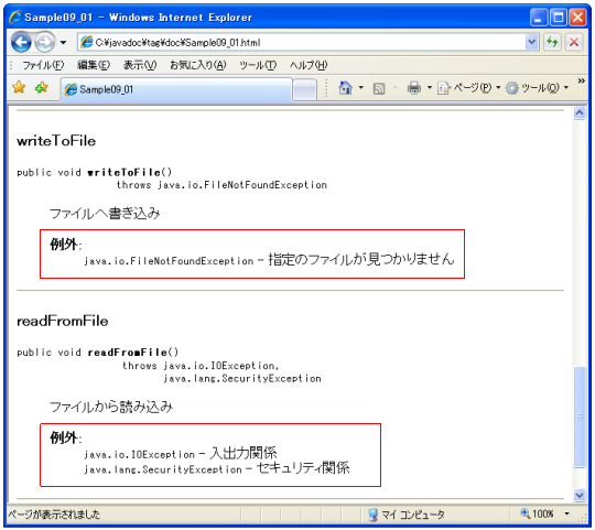 Throwsタグ Exceptionタグ Javadocタグ Javadocの記述