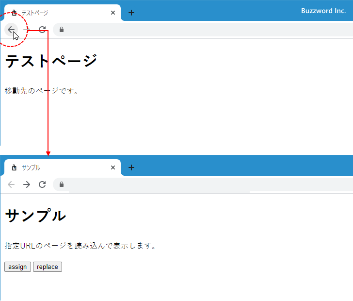 location.assignとlocation.replaceメソッドの使い方(2)