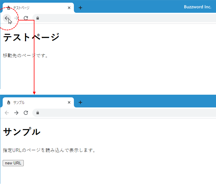 location.hrefプロパティに新しいURLを代入する(2)