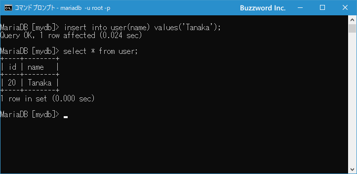 テーブル作成時にAUTO_INCREMENTで自動で格納される値の初期値を設定する(2)