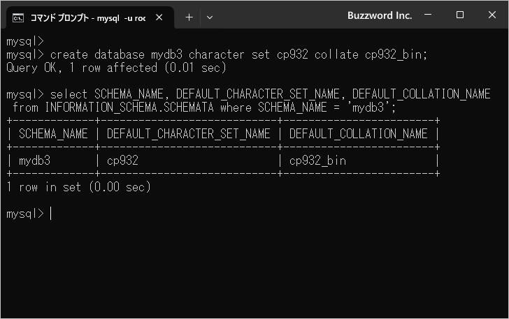 文字セットと照合順序を指定してデータベースを作成する(4)