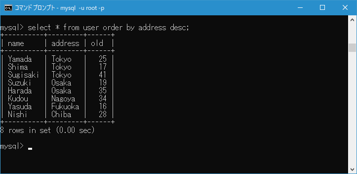 取得するデータをソートする(4)