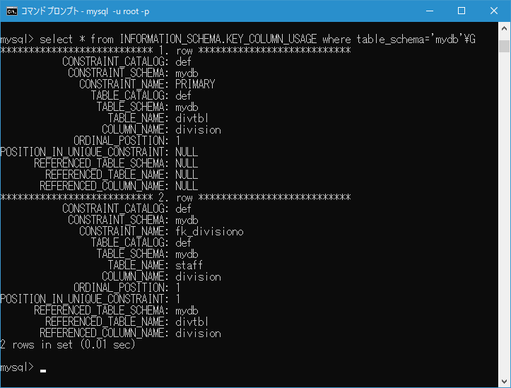 外部キーに関する情報を取得する(1)