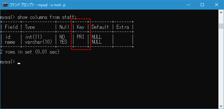 PRIMARY KEY制約の使い方(2)