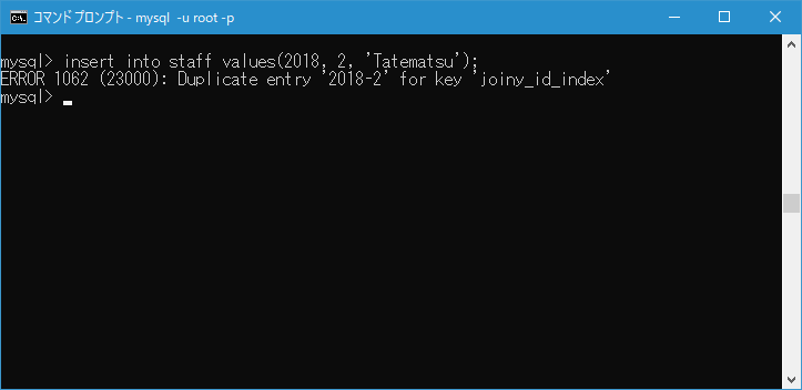 複数のカラムの組み合わせに対してUNIQUE制約を設定する(5)