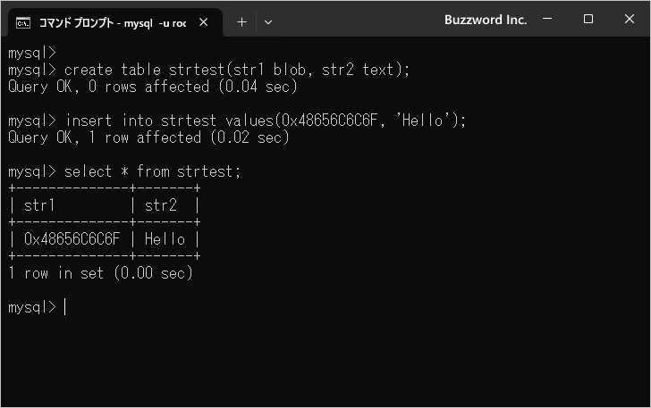 BLOB型とTEXT型について(3)