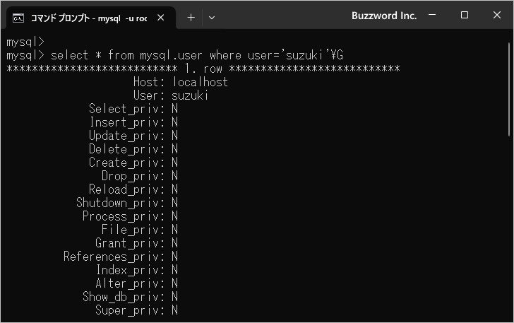 作成済みのユーザー一覧を確認する(2)