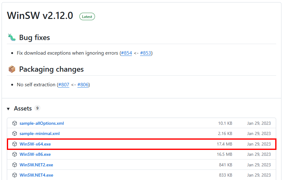 WinSWをダウンロードする(4)
