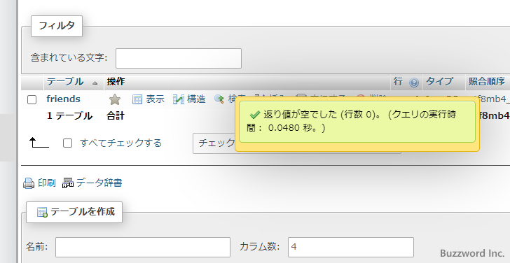 テーブルのデータをすべて削除して空にする(4)