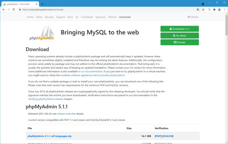 phpMyAdminをダウンロードする(3)