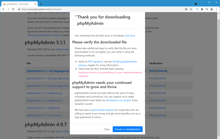 phpMyAdminをダウンロードする(5)