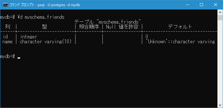 DEFAULT制約の使い方(2)