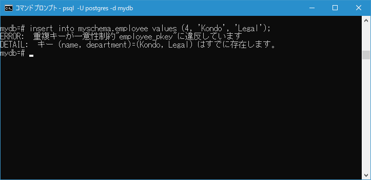 複数のカラムの組み合わせに対してPRIMARY KEY制約を設定する(5)