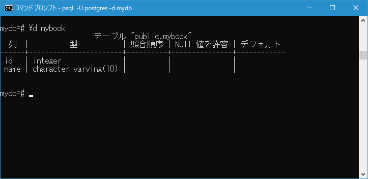 テーブルに含まれるカラムの一覧を取得する(1)