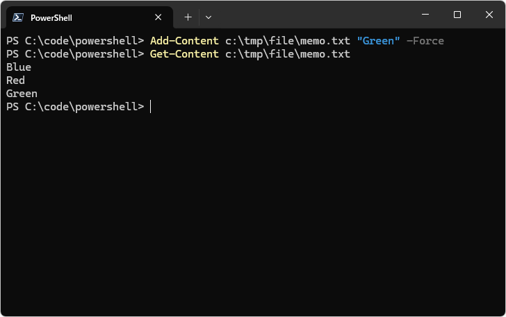 Add-Contentコマンドレットの使い方(9)