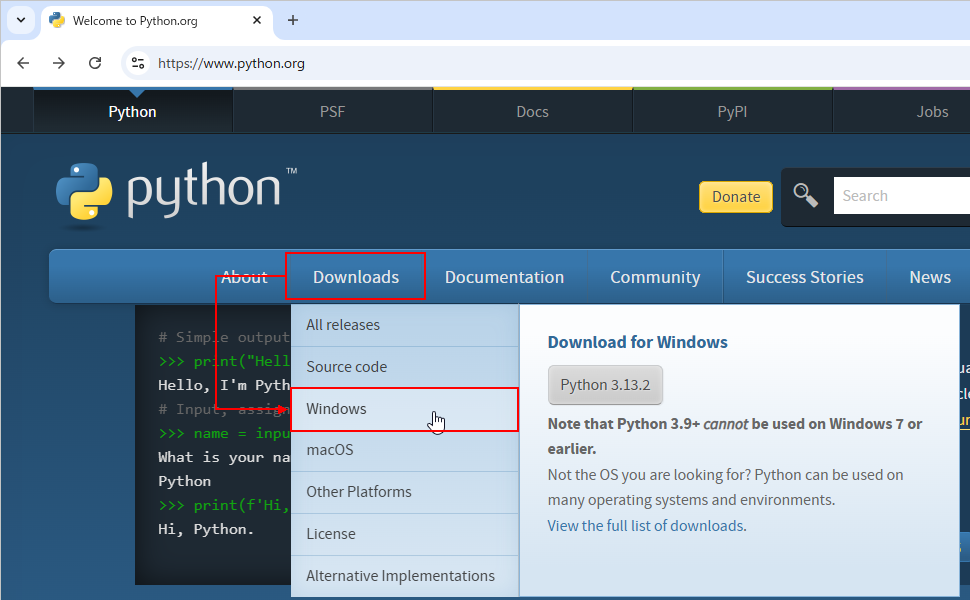 Pythonをダウンロードする(2)