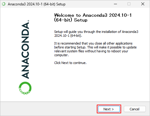 Anacondaをインストールする(1)