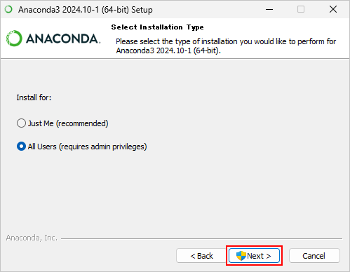 Anacondaをインストールする(3)