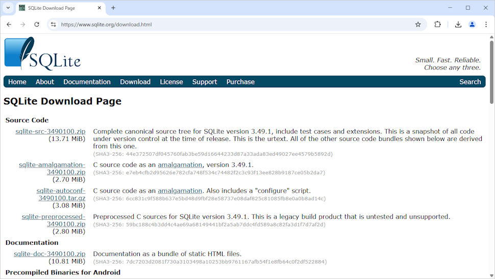 SQLiteのダウンロード(3)