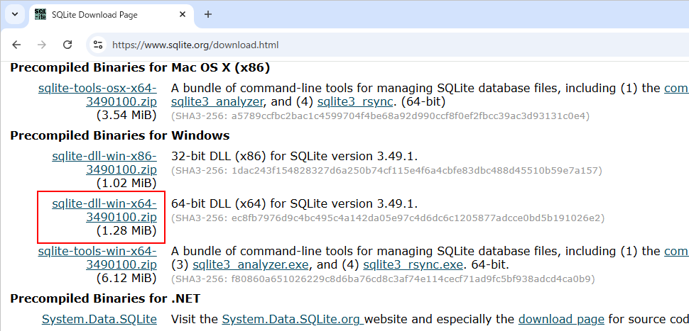 sqlite3.dllのダウンロード(4)