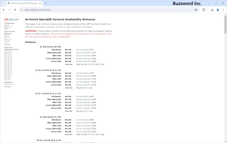 別のバージョンのOracle OpenJDKが必要な場合(1)