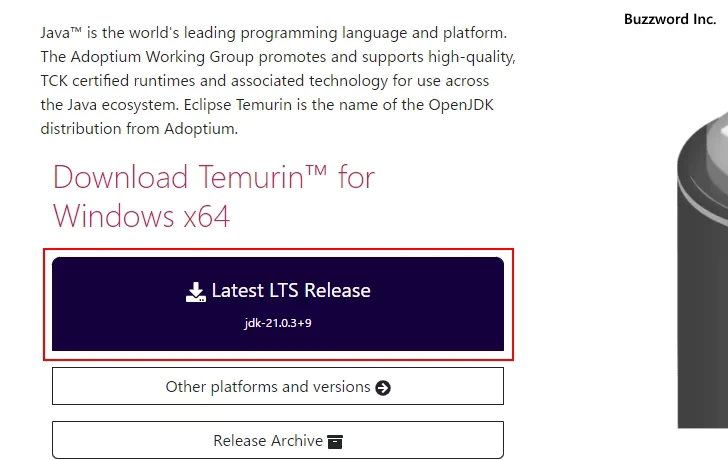 Eclips Temurin JDKのダウンロード(2)