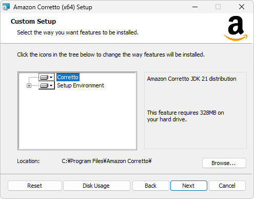 Amazon Correttoのインストール(2)