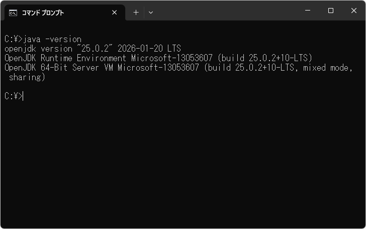 Microsoft Build of OpenJDKのインストール(8)