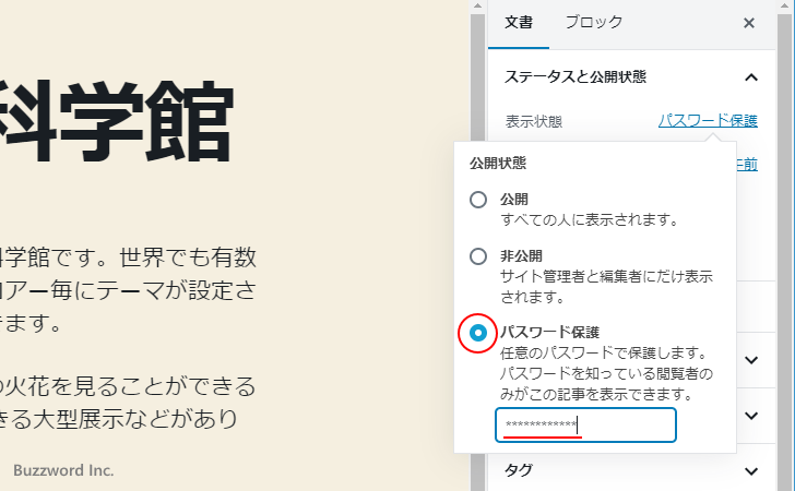 記事にパスワードを設定する(6)